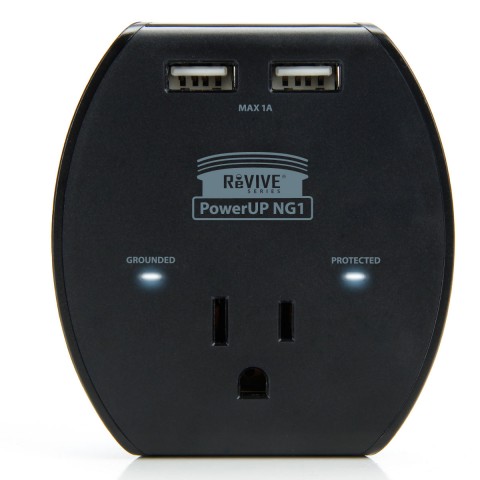 3-Port AC Outlet Adapter with 5V USB Output , Surge Protection & Compact Design - Black