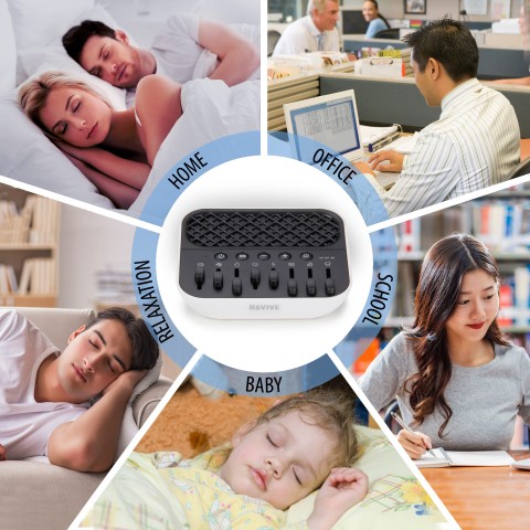 ReVIVE Sleep Restore Sound Machine and Mixer with White Noise and Natural Sounds - White
