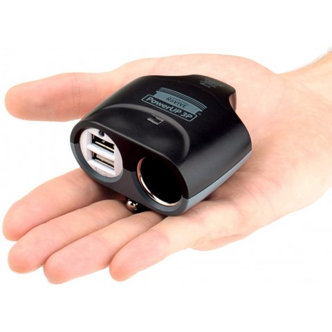 Universal 3-Port Portable Car Charger & Adapter w/ Dual USB Ports & DC Splitter - Black